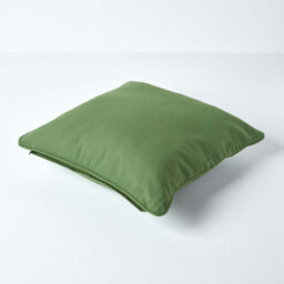 Homescapes Cotton Plain Olive Green Cushion Cover, 45 X 45 Cm - thumbnail 3