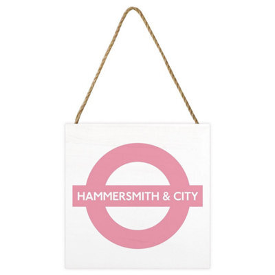 Transport For London Hammersmith & City Line Wooden Block White/pink (2.7Cm X 20Cm X 20Cm) - image 1