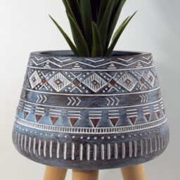 Leaf Large Blue Composite Planter With Stand 44Cm X 26Cm - thumbnail 6