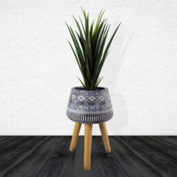 Leaf Large Blue Composite Planter With Stand 44Cm X 26Cm