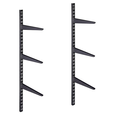 Afit Twin Slot Adjustable Shelving Shelf Kit 8X270mm Brackets 2X1M Uprights Heavy Duty Steel Wall Mounted Shelving System Black - image 1