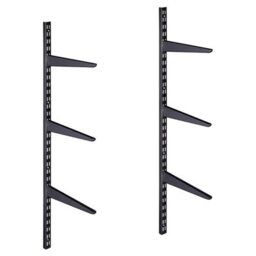Afit Twin Slot Adjustable Shelving Shelf Kit 8X270mm Brackets 2X1M Uprights Heavy Duty Steel Wall Mounted Shelving System Black - thumbnail 1
