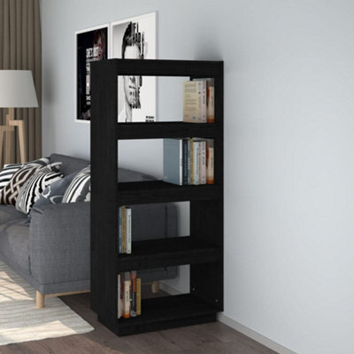 Berkfield Book Cabinet/room Divider Black 60X35X135 Cm Solid Pinewood - image 1
