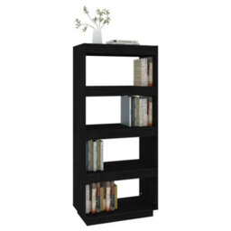 Berkfield Book Cabinet/room Divider Black 60X35X135 Cm Solid Pinewood - thumbnail 4