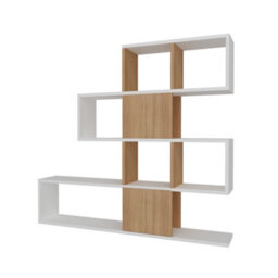 Decorotika Karlin 4-Tier Bookcase White & Teak - thumbnail 2