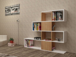 Decorotika Karlin 4-Tier Bookcase White & Teak