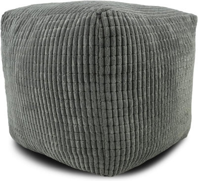 istyle mode Jumbo Cord Footstool Pouffe, Charcoal Corduroy Ottoman Bean Bags 40Cm X 40Cm - image 1