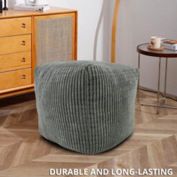 istyle mode Jumbo Cord Footstool Pouffe, Charcoal Corduroy Ottoman Bean Bags 40Cm X 40Cm - thumbnail 3