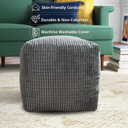 istyle mode Jumbo Cord Footstool Pouffe, Charcoal Corduroy Ottoman Bean Bags 40Cm X 40Cm - thumbnail 5
