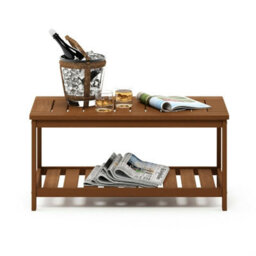 Walplus Furinno Tioman Hardwood Coffee Table With Shelf In Teak Oil, Natural - thumbnail 2