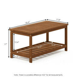 Walplus Furinno Tioman Hardwood Coffee Table With Shelf In Teak Oil, Natural - thumbnail 6