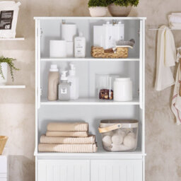 Sobuy Bzr150-W, Tall Bathroom Storage Cabinet With Laundry Basket Slim Freestanding Bathroom Unit,white,w70Xd37Xh170 - thumbnail 5