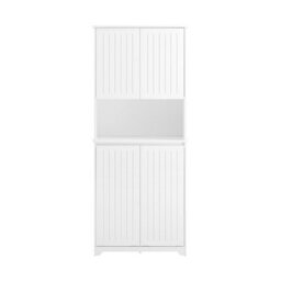 Sobuy Bzr150-W, Tall Bathroom Storage Cabinet With Laundry Basket Slim Freestanding Bathroom Unit,white,w70Xd37Xh170 - thumbnail 2
