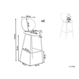 Beliani Set Of 2 Bar Chairs Luana Boucle Dark Green - thumbnail 3