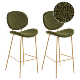 Beliani Set Of 2 Bar Chairs Luana Boucle Dark Green - thumbnail 1