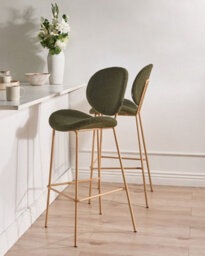 Beliani Set Of 2 Bar Chairs Luana Boucle Dark Green - thumbnail 2
