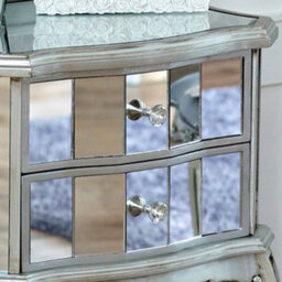 Melody Maison Bedroom Furniture, Silver Mirrored Chest Of Drawers & Pair Of Bedside Tables - Tiffany Range - thumbnail 7