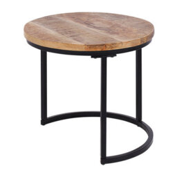 Wyld And Coco Nest Of 2 Round-Top Tables - Light Mango Wood, Black Iron Frame, Hairpin Legs, Round (L50 X D50 X H40Cm) - thumbnail 5