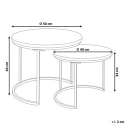 Wyld And Coco Nest Of 2 Round-Top Tables - Light Mango Wood, Black Iron Frame, Hairpin Legs, Round (L50 X D50 X H40Cm) - thumbnail 4