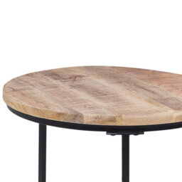 Wyld And Coco Nest Of 2 Round-Top Tables - Light Mango Wood, Black Iron Frame, Hairpin Legs, Round (L50 X D50 X H40Cm) - thumbnail 6