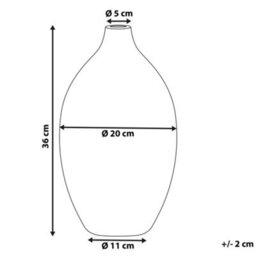 Beliani Elegant Black White Vase 36Cm, Glossy Terracotta Modern Home Decor - thumbnail 3