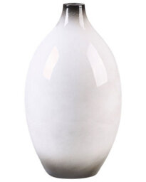 Beliani Elegant Black White Vase 36Cm, Glossy Terracotta Modern Home Decor - thumbnail 1