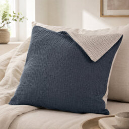 Where Saints Go Ltd Denim Blue Muslin Cotton Square Pillowcases Pack Of 2 60 X 60Cm - thumbnail 4