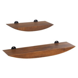 MH London Hutch Set Of 2 Solid Wood Wall Shelf Living Bedroom Kitchen Wall Mounted Walnut Floating Shelves - thumbnail 2