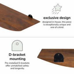 MH London Hutch Set Of 2 Solid Wood Wall Shelf Living Bedroom Kitchen Wall Mounted Walnut Floating Shelves - thumbnail 5