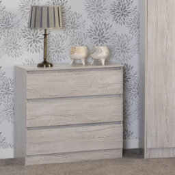 Seconique Malvern 3 Drawer Chest In Beige Urban Snow Finish Recessed Handles - thumbnail 2