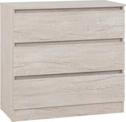 Seconique Malvern 3 Drawer Chest In Beige Urban Snow Finish Recessed Handles - thumbnail 1