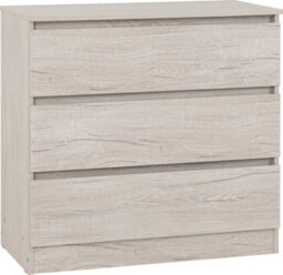 Seconique Malvern 3 Drawer Chest In Beige Urban Snow Finish Recessed Handles - thumbnail 3