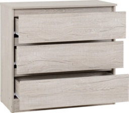 Seconique Malvern 3 Drawer Chest In Beige Urban Snow Finish Recessed Handles - thumbnail 4