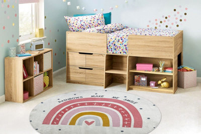 RugsX Bambino 47810 Round Washing Carpet Rainbow, Dots For Children Anti-Slip - White Circle 120 Cm - image 1