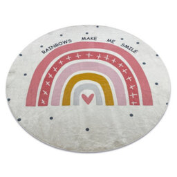 RugsX Bambino 47810 Round Washing Carpet Rainbow, Dots For Children Anti-Slip - White Circle 120 Cm - thumbnail 4