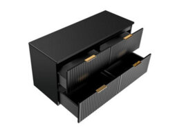 Impact Furniture Double Vanity Unit With Basins 1200mm Countertop Worktop Fluted Black Wall Hung Bathroom Sink Cabinet Adel - thumbnail 3