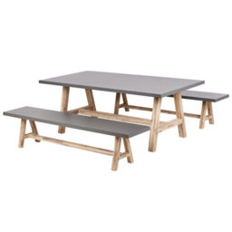 Beliani Garden Dining Set With Benches 6 Seater Tonnare Concrete Grey - thumbnail 1