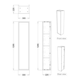 Grasmere Tall Matt White Single Wall-Mounted Bathroom Cabinet (H)129.5Cm (W)30Cm - thumbnail 2