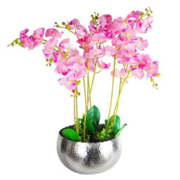 Leaf Large Metal Planter Bowl 32 X 20Cm Hammered Silver Colour - Curvy Edge - thumbnail 3
