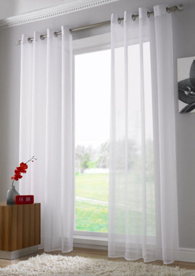 Luxury Living Voile Ringtop Eyelet Curtain Voile Net Panels - image 1
