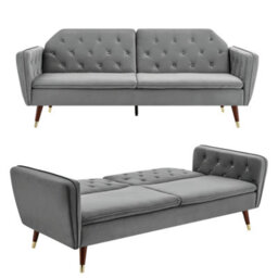 Bravich Victoria Sofa Bed 3 Seater Velvet Click Clack - Light Grey - thumbnail 6