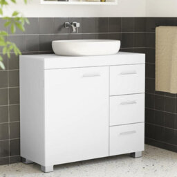 Songmics Under Sink Bathroom Cabinet, Storage Cabinet, With 3 Drawers, 2 Compartments, For Washbasins With Pedestal, Cloud White - thumbnail 1