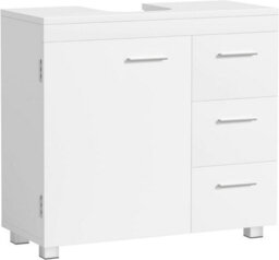 Songmics Under Sink Bathroom Cabinet, Storage Cabinet, With 3 Drawers, 2 Compartments, For Washbasins With Pedestal, Cloud White - thumbnail 8