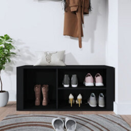 Berkfield Elegant Shoe Cabinet Black 100X35X45 Cm Engineered Wood - thumbnail 3