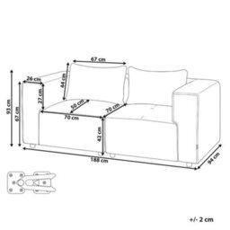 Beliani Modular Sofa 2 Seater Axebo Off-White Boucle - thumbnail 3
