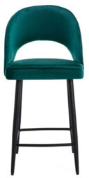 Lamboro Chelsea Velvet Kitchen Bar Stool, Sage Green, Padded Seat & Black Legs - thumbnail 6