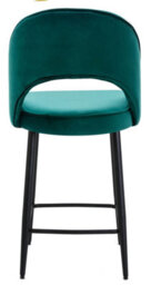 Lamboro Chelsea Velvet Kitchen Bar Stool, Sage Green, Padded Seat & Black Legs - thumbnail 5