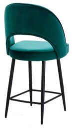 Lamboro Chelsea Velvet Kitchen Bar Stool, Sage Green, Padded Seat & Black Legs - thumbnail 8