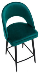 Lamboro Chelsea Velvet Kitchen Bar Stool, Sage Green, Padded Seat & Black Legs - thumbnail 7