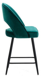 Lamboro Chelsea Velvet Kitchen Bar Stool, Sage Green, Padded Seat & Black Legs - thumbnail 2